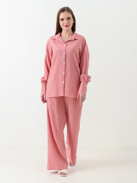Dusty Rose Textured Co-ord Set