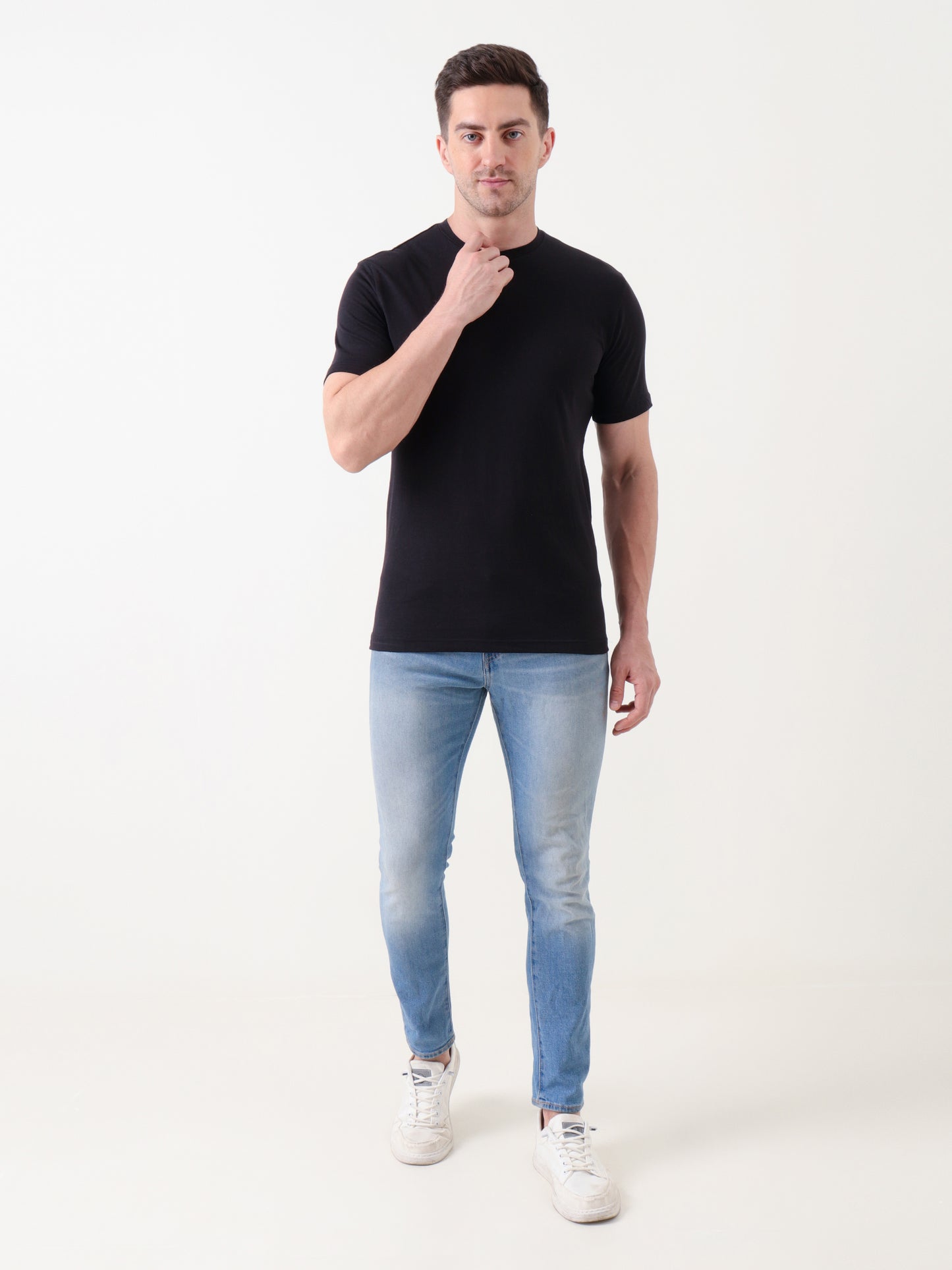 Men's Classic Black Crew Neck T-Shirt – Premium Cotton Basics