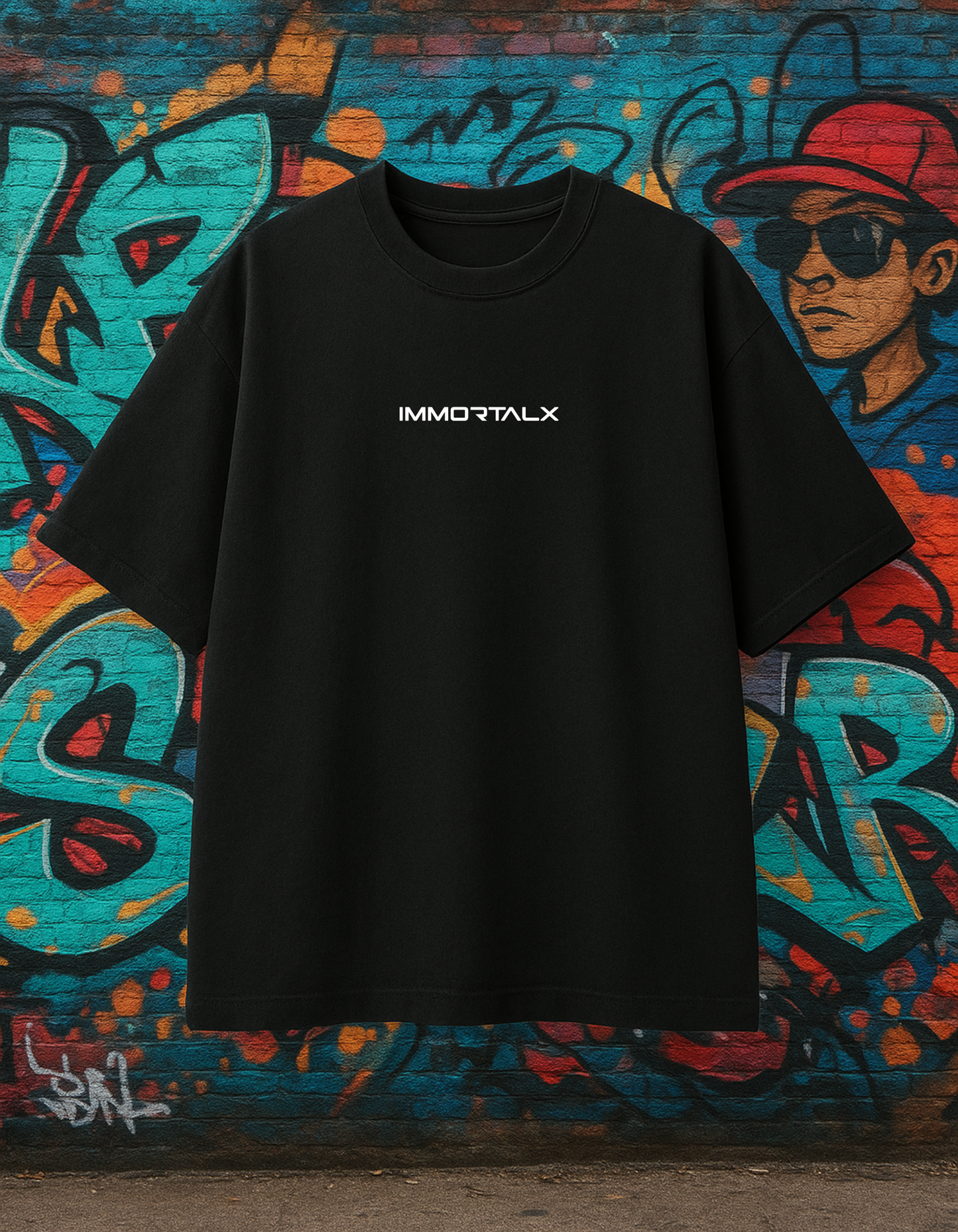 Oversized Glitch In Matrix Streetwear Black T-shirt