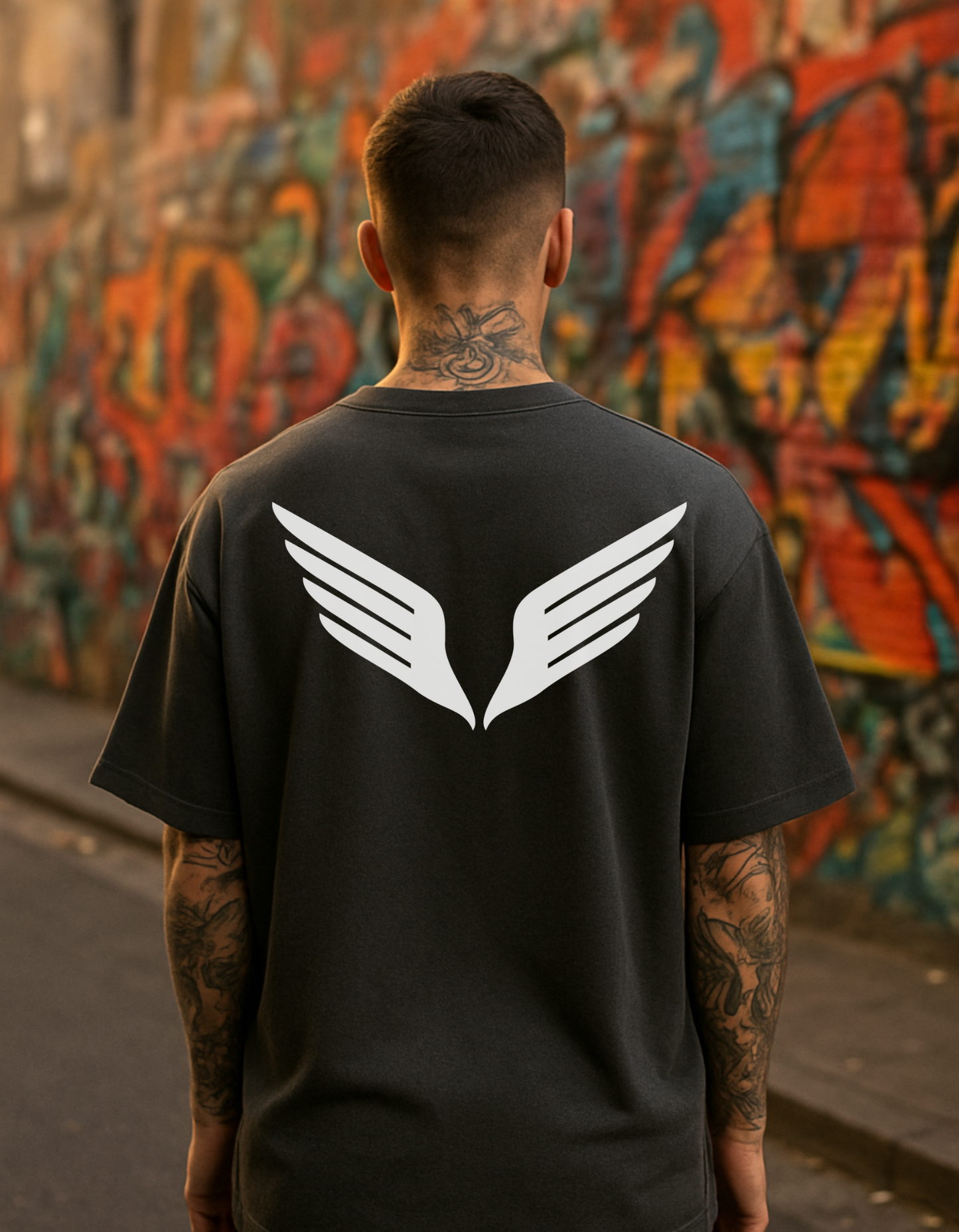 Oversized Eagle Wings Streetwear T-shirt Black