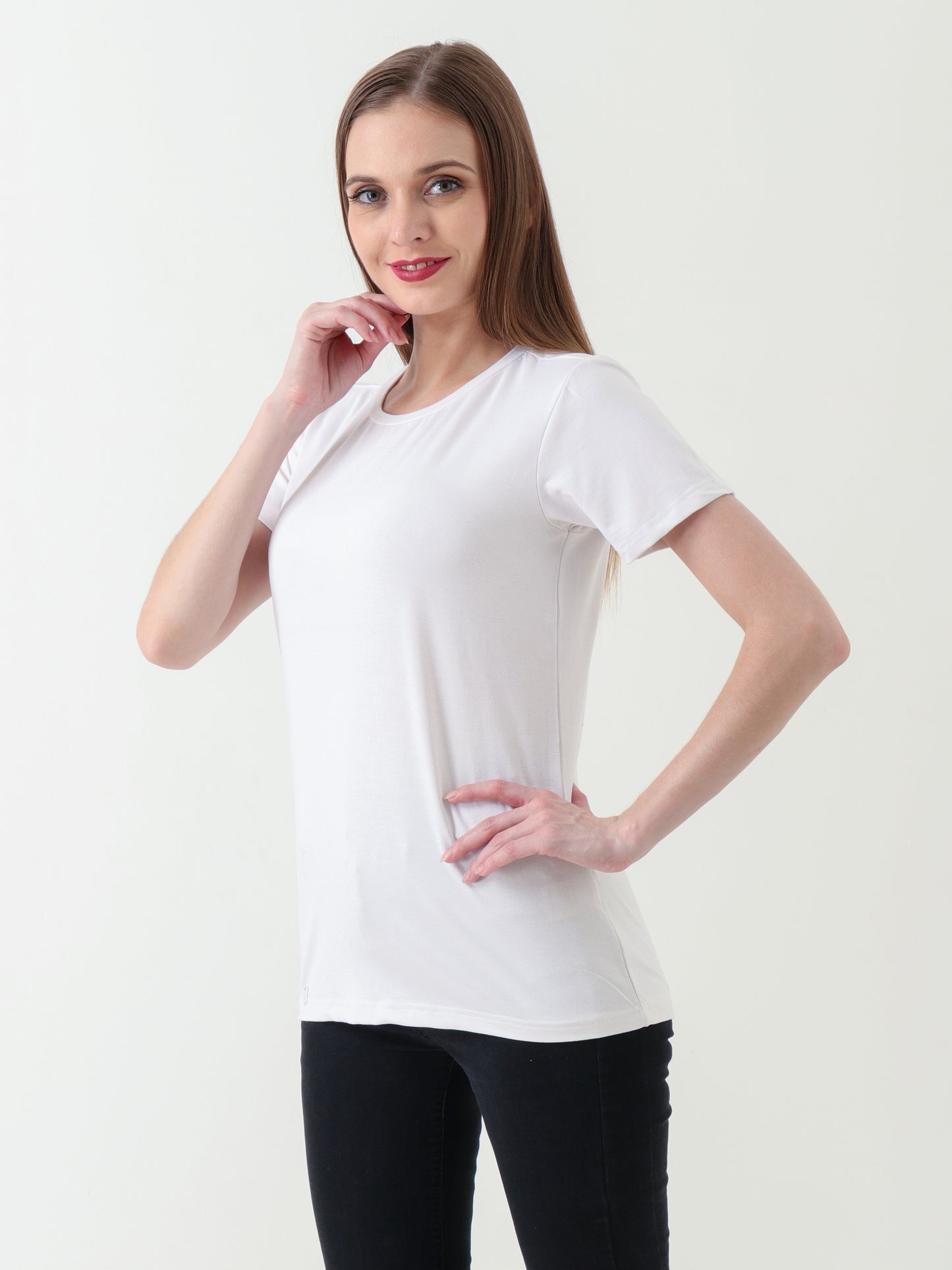 Women's Classic White Single Jersey Cotton T-Shirt – Soft & Breathable