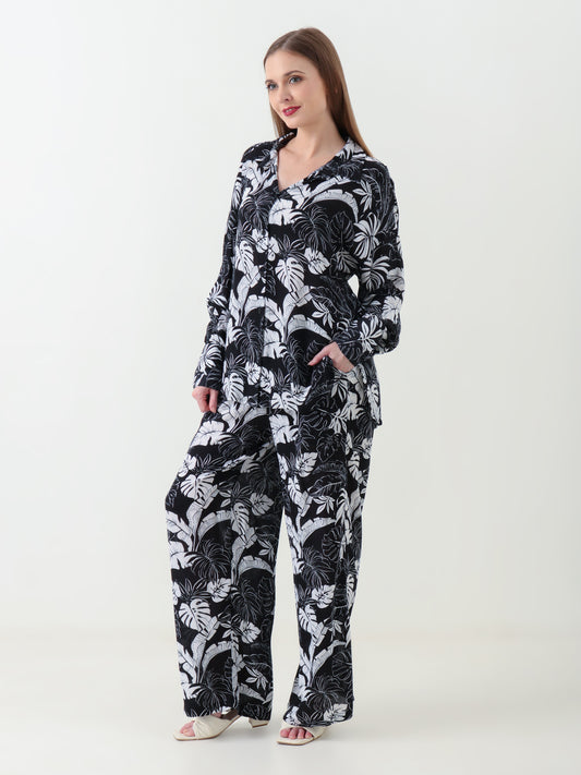 Black Tropical Noir Women's Co-ord Set