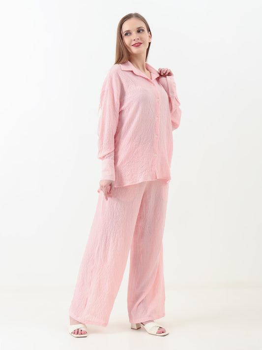 Baby Pink Crinkle Co-ord Set