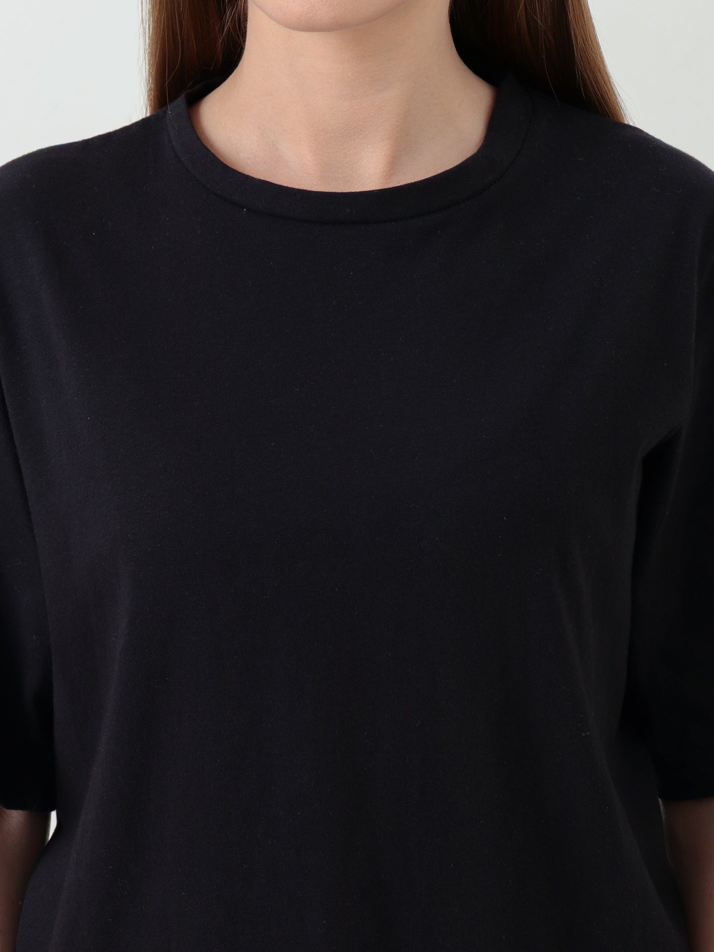 Women's Black T-Shirt with Extended Back