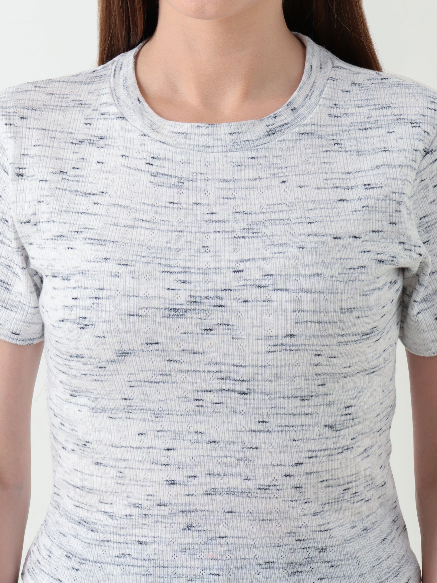 Women's Light Grey Stretch Ribbed Crop Top