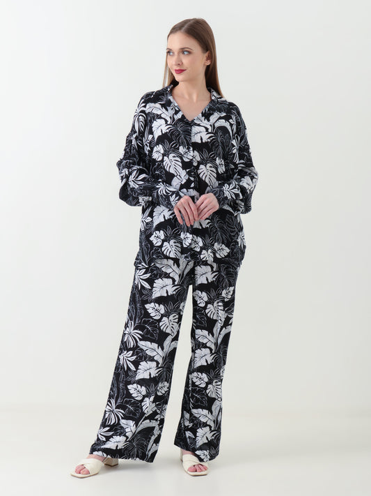 Black Tropical Noir Women's Co-ord Set