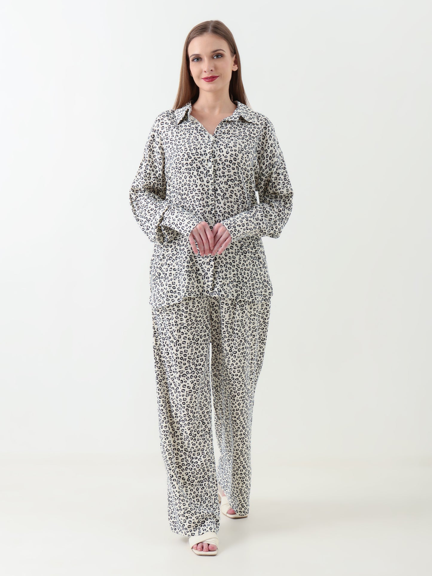 Ivory Black Leopard Print Co-ord Set