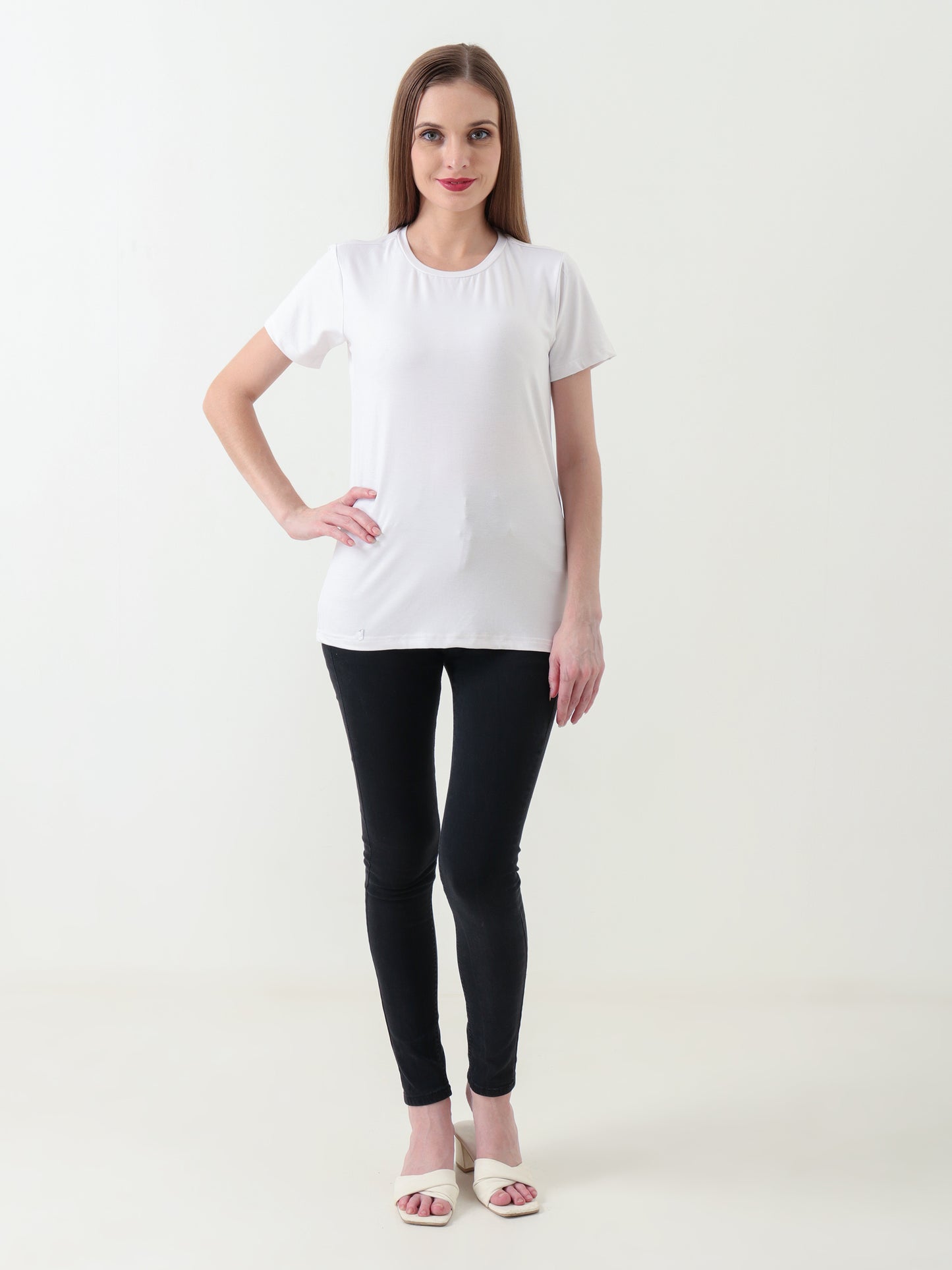 Women's Classic White Single Jersey Cotton T-Shirt – Soft & Breathable