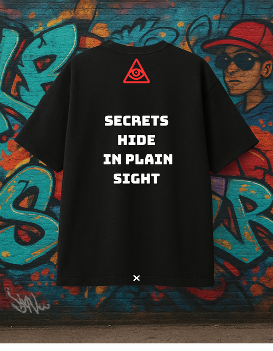 Oversized Secret Hide In Plain Sight Streetwear Black T-shirt