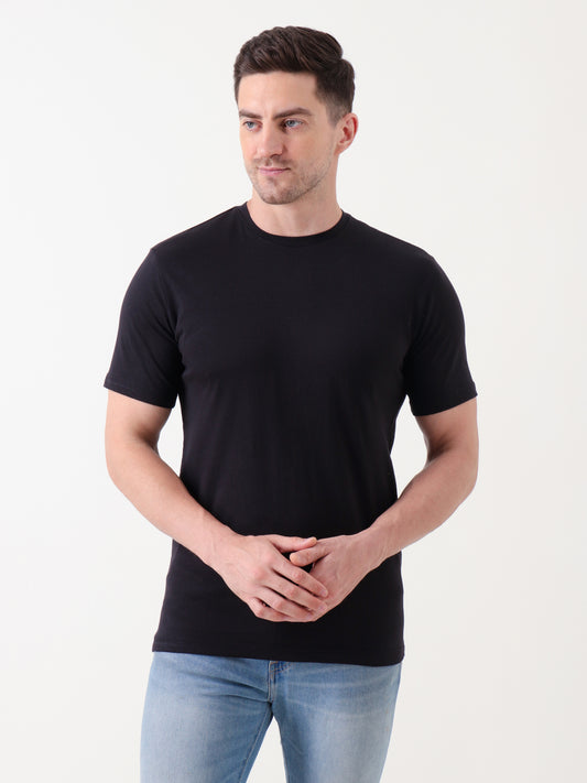 Men's Classic Black Crew Neck T-Shirt – Premium Cotton Basics