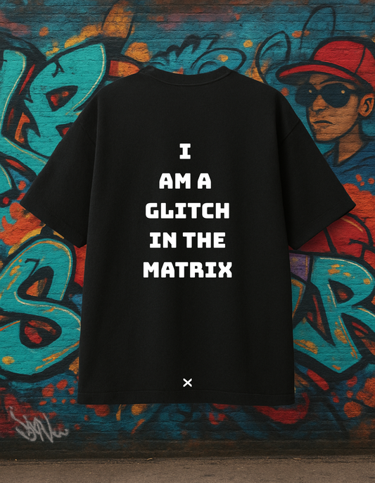 Oversized Glitch In Matrix Streetwear Black T-shirt