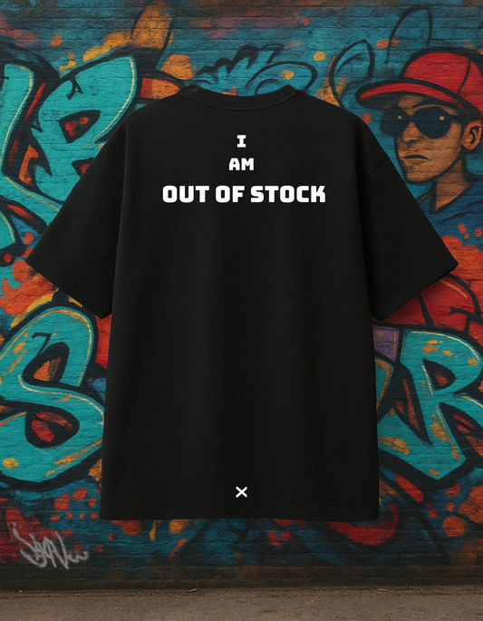 Oversized Out of Stock Print Streetwear Black T-shirt