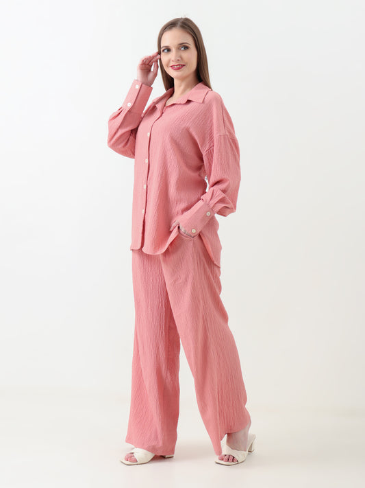 Dusty Rose Textured Co-ord Set