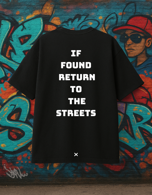 Oversized Return To The Street Printed Streetwear Black T-shirt