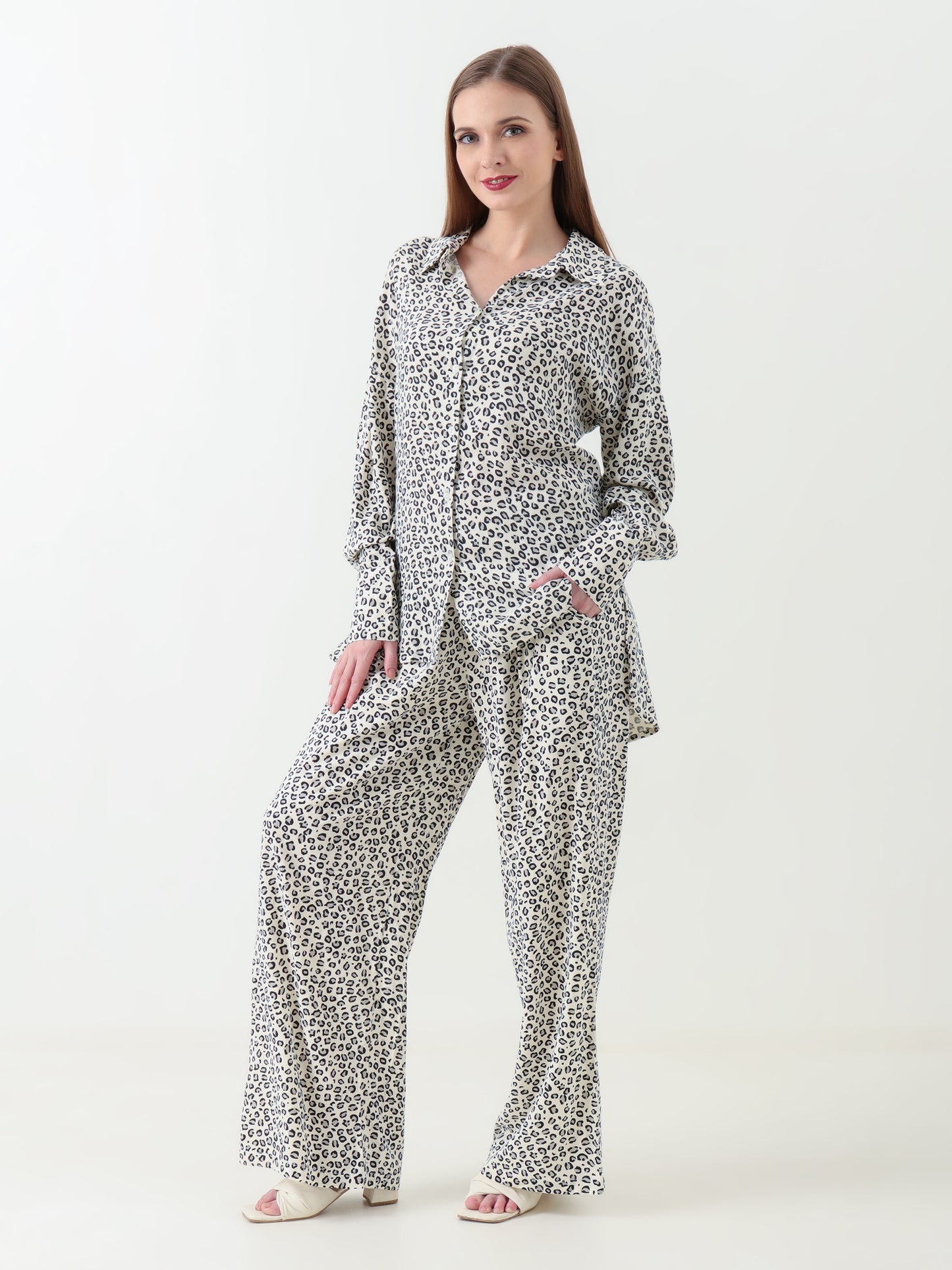 Ivory Black Leopard Print Co-ord Set