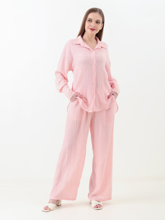 Baby Pink Crinkle Co-ord Set