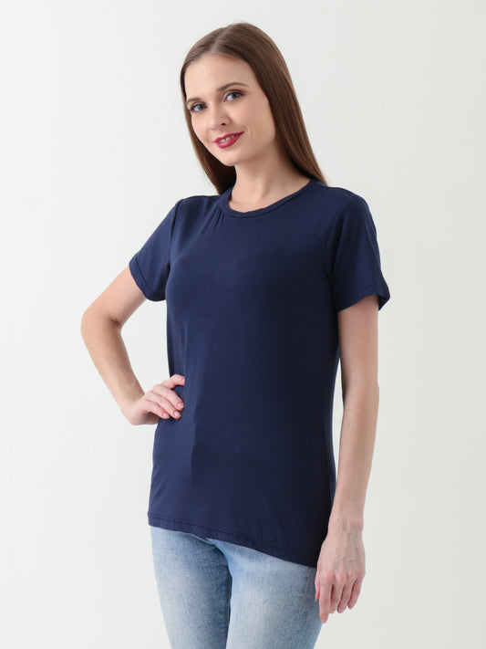 Women's Navy Blue Ultra-Stretchy T-Shirt