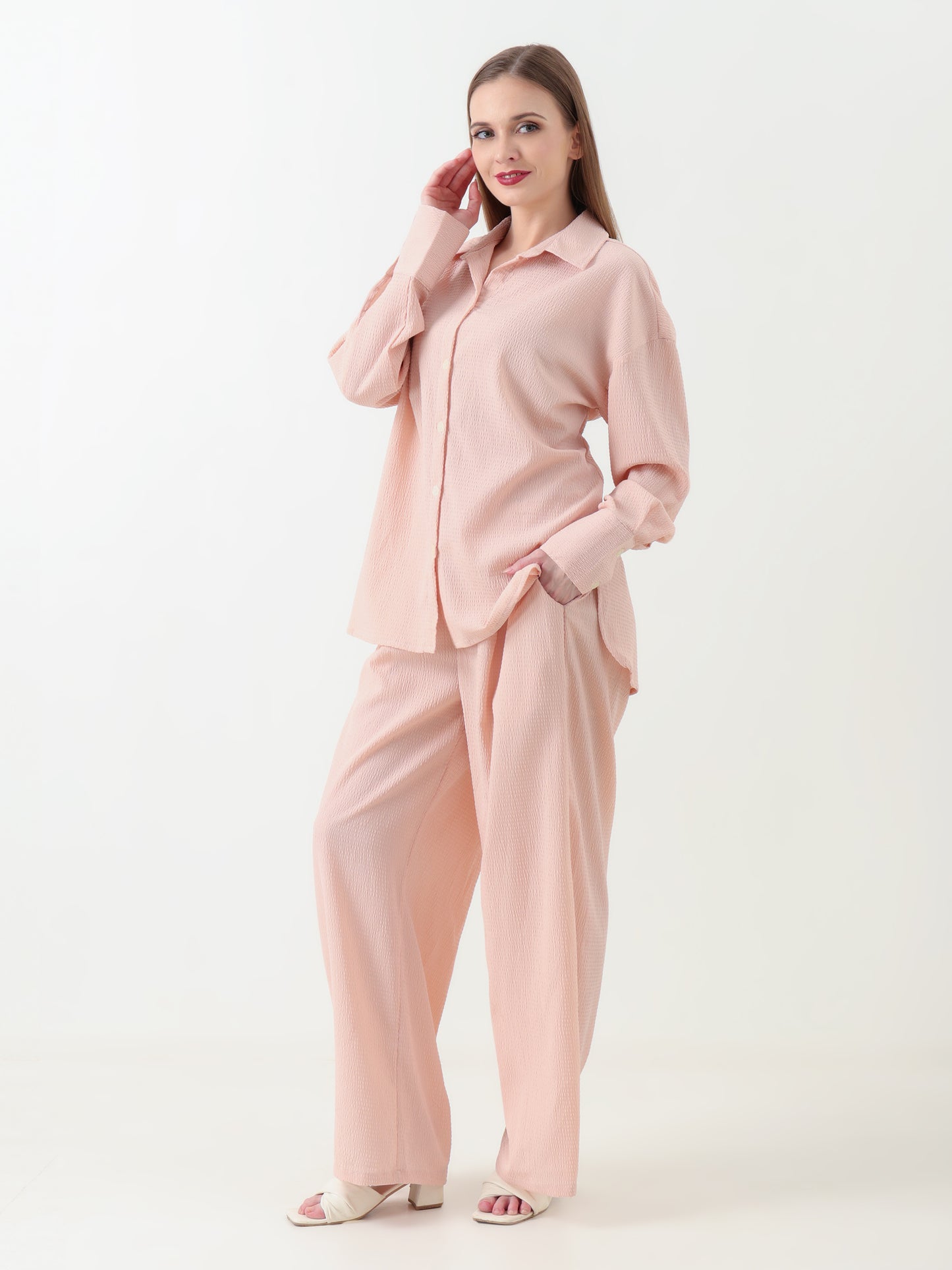 Blush Pink Textured Co-ord Set