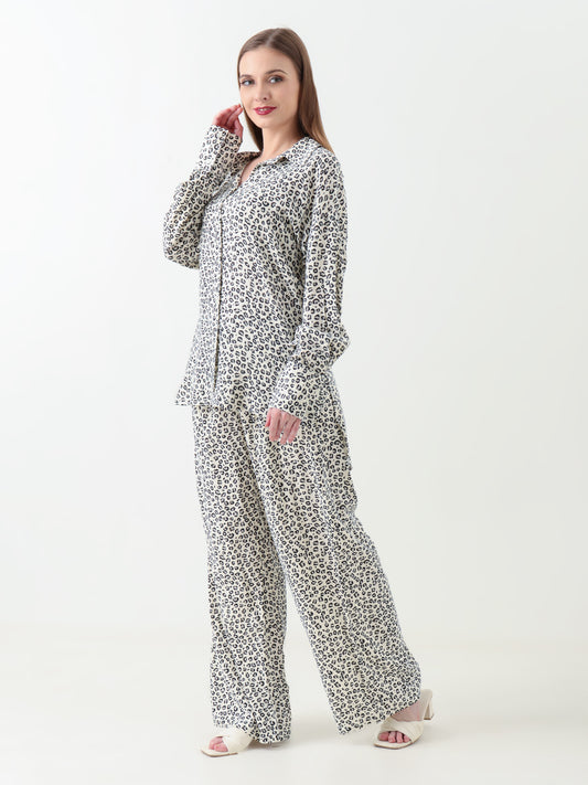 Ivory Black Leopard Print Co-ord Set