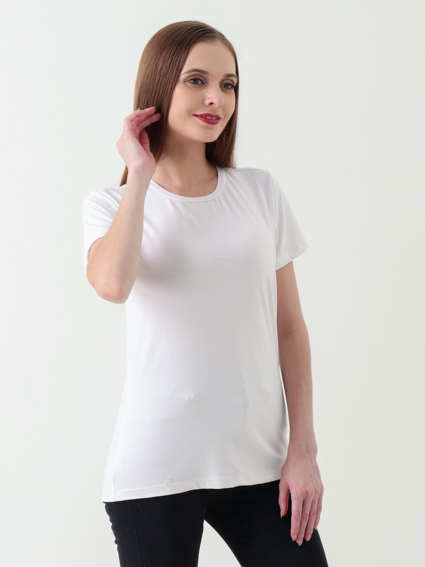 Women's Classic White Single Jersey Cotton T-Shirt – Soft & Breathable