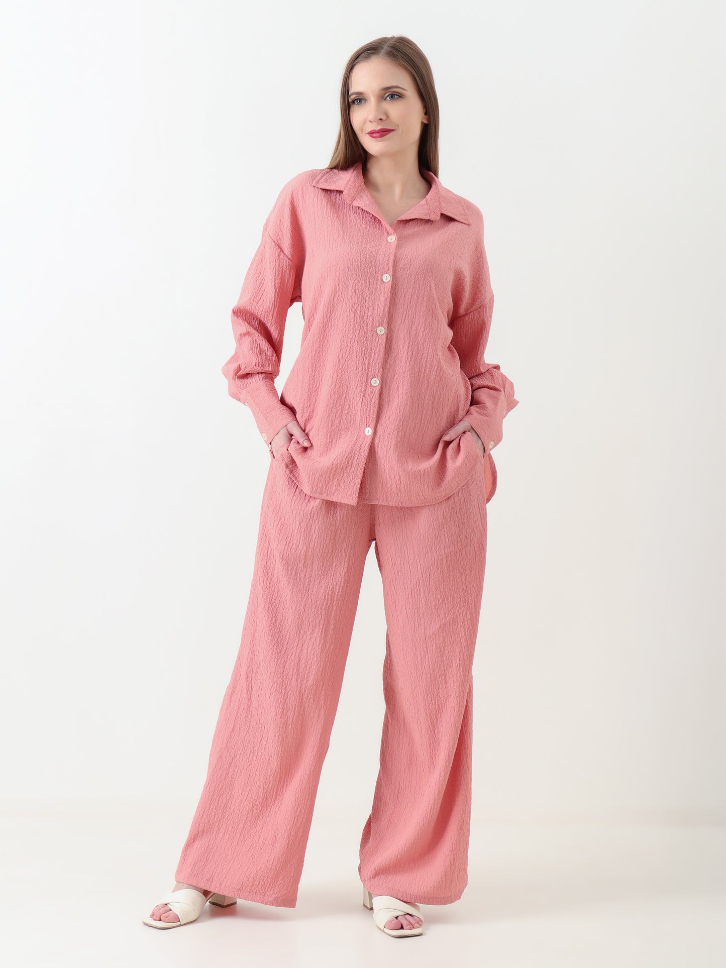 Dusty Rose Textured Co-ord Set