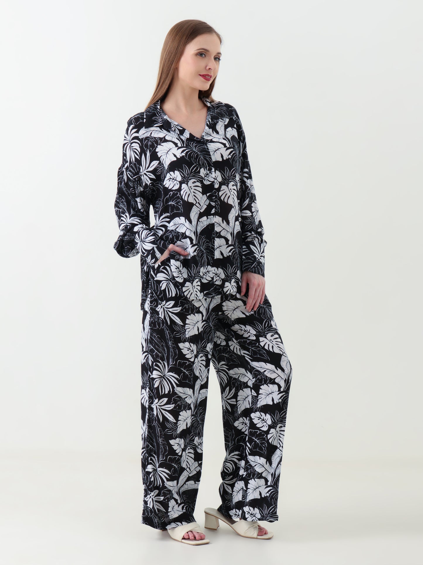 Black Tropical Noir Women's Co-ord Set
