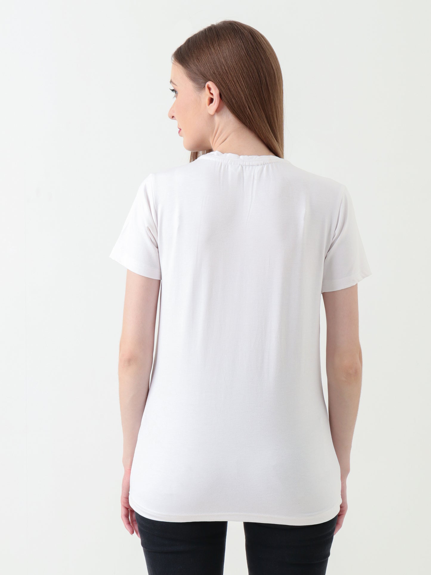 Women's Classic White Single Jersey Cotton T-Shirt – Soft & Breathable