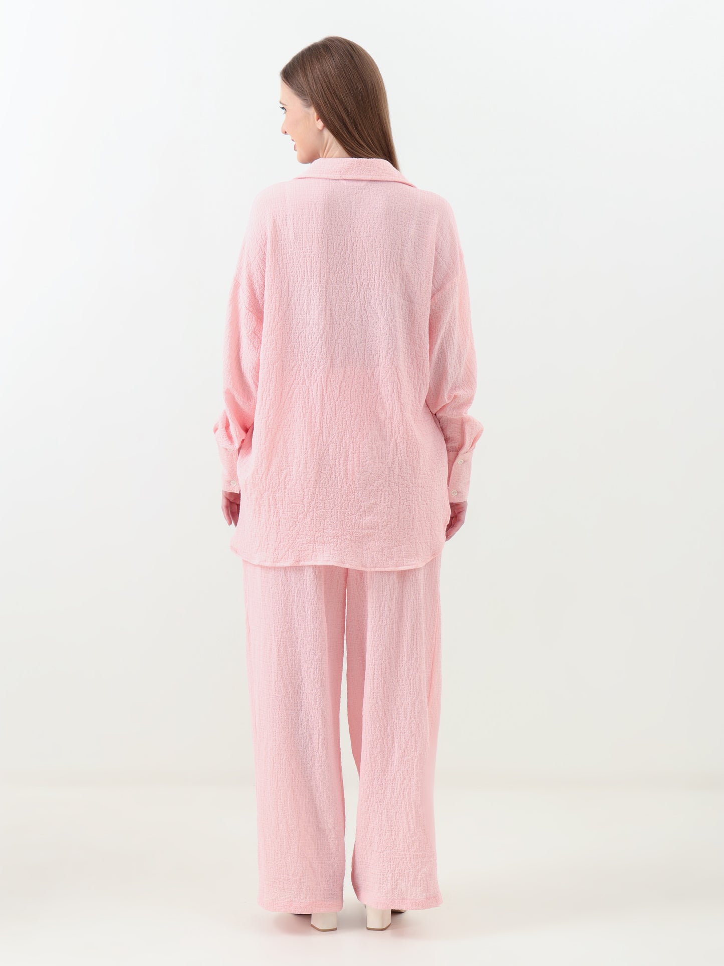 Baby Pink Crinkle Co-ord Set
