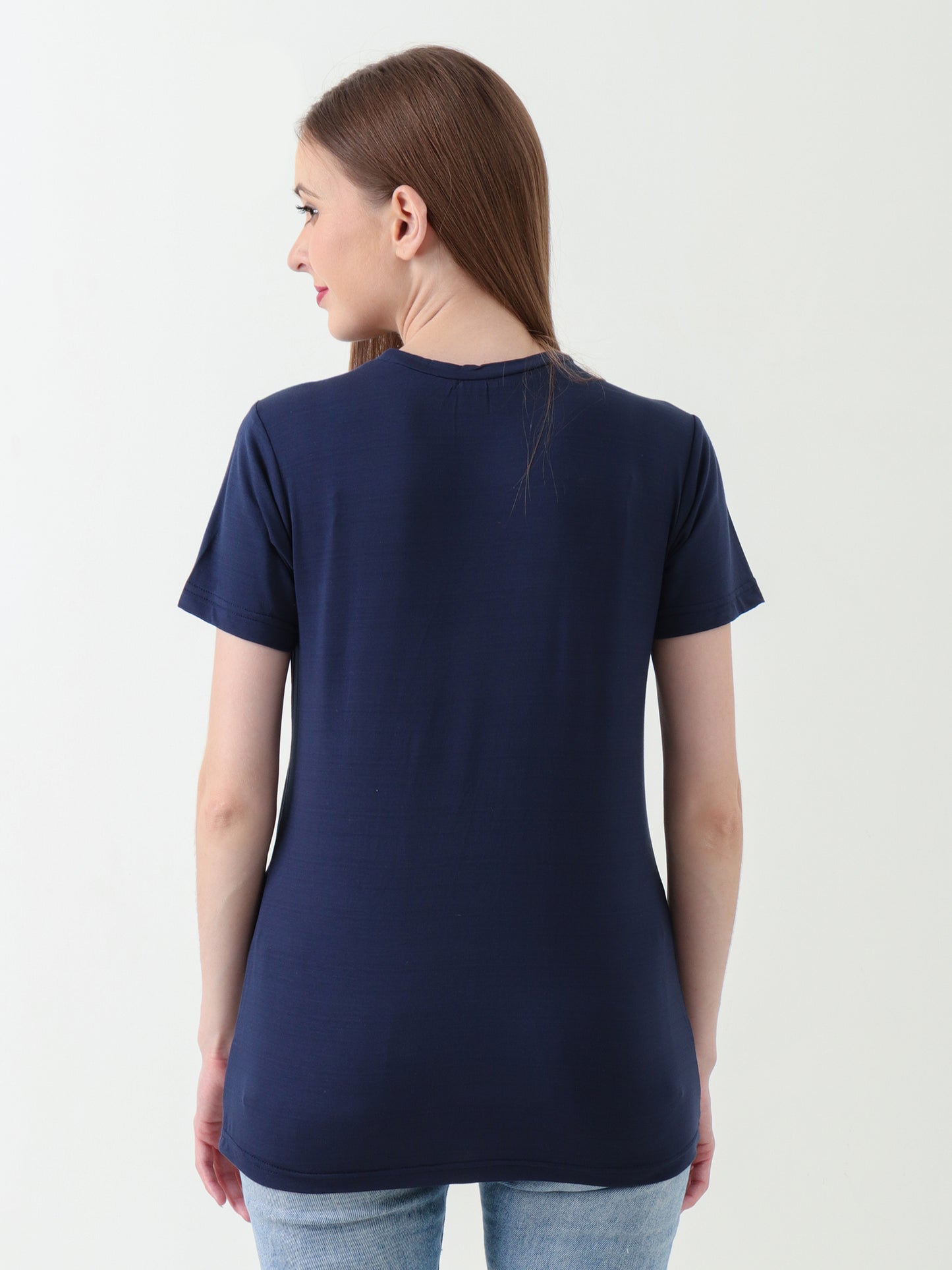 Women's Navy Blue Ultra-Stretchy T-Shirt
