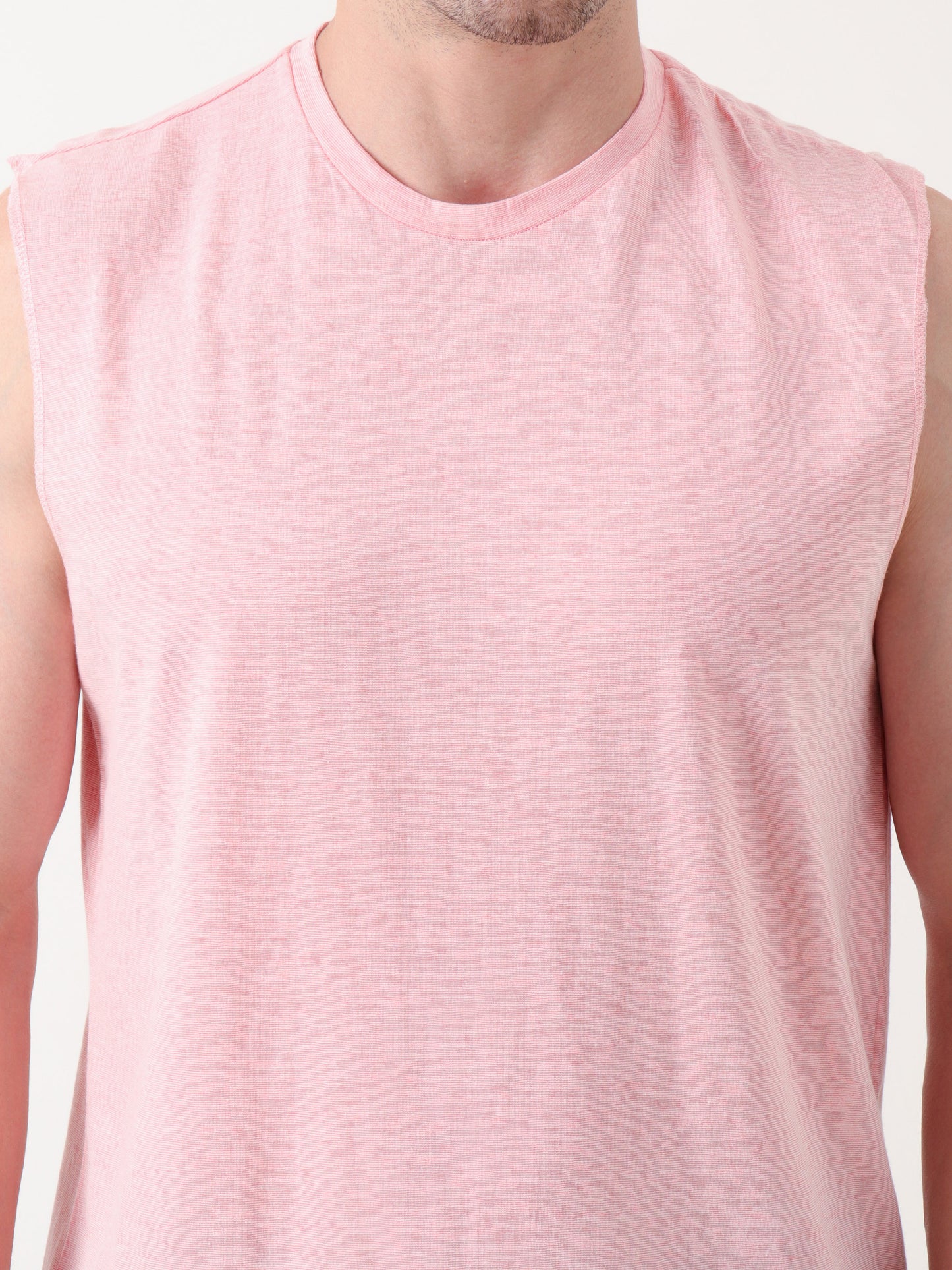 Men's Sleeveless Light Pink Tank Top – Soft Cotton Blend, Casual Fit