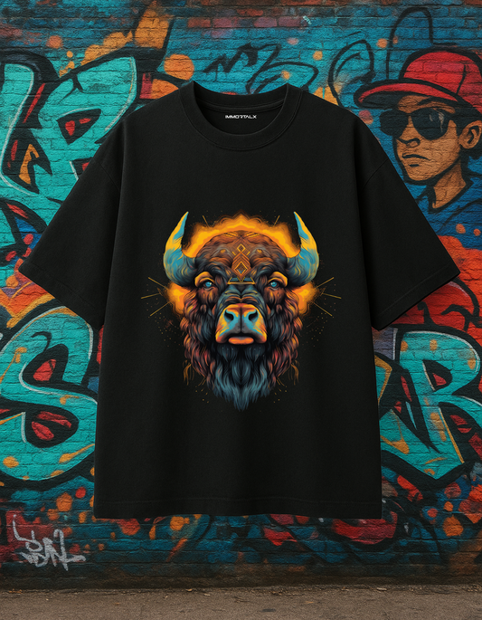 Blaze Mode” Oversized Bison Tee