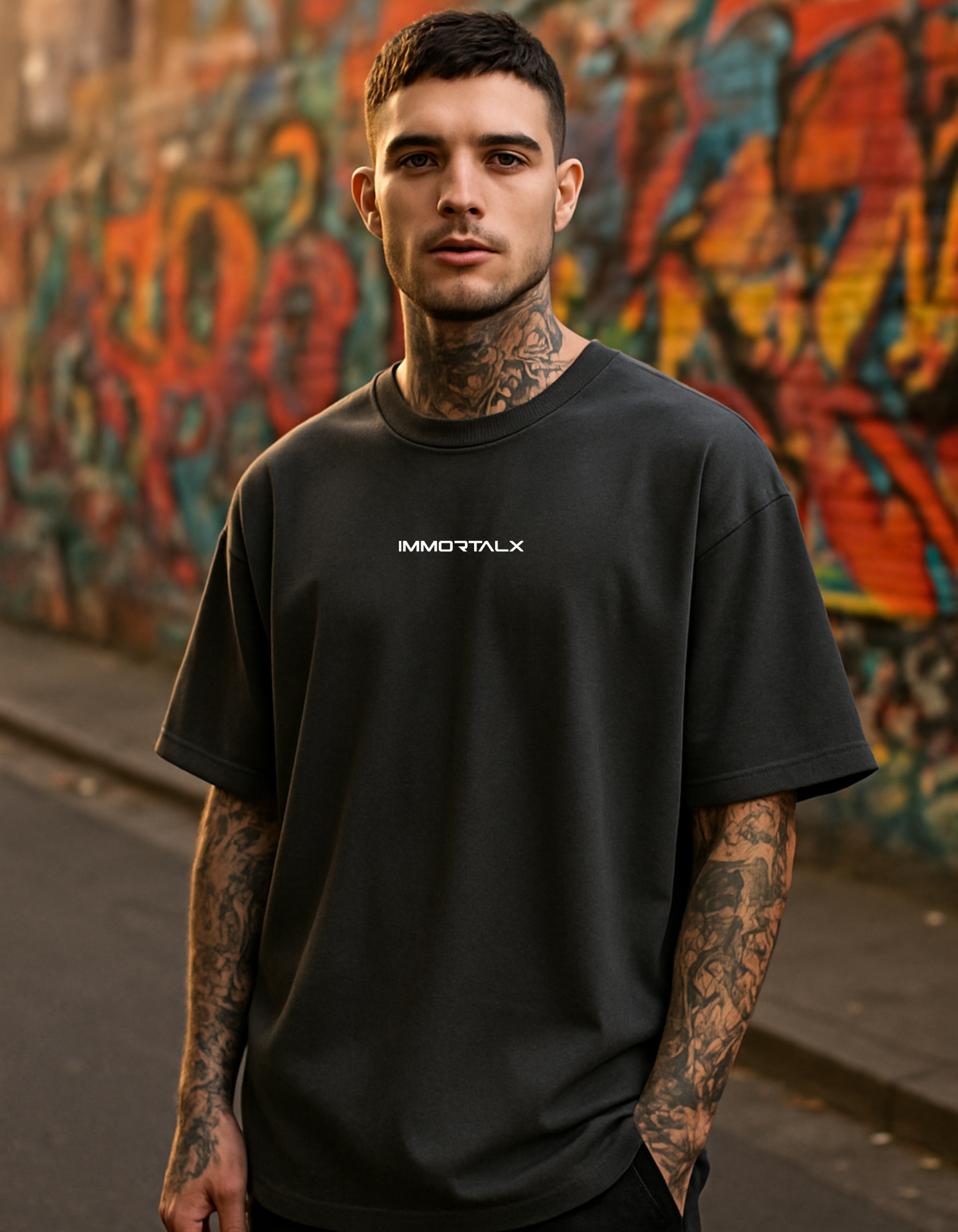 Oversized Eagle Wings Streetwear T-shirt Black