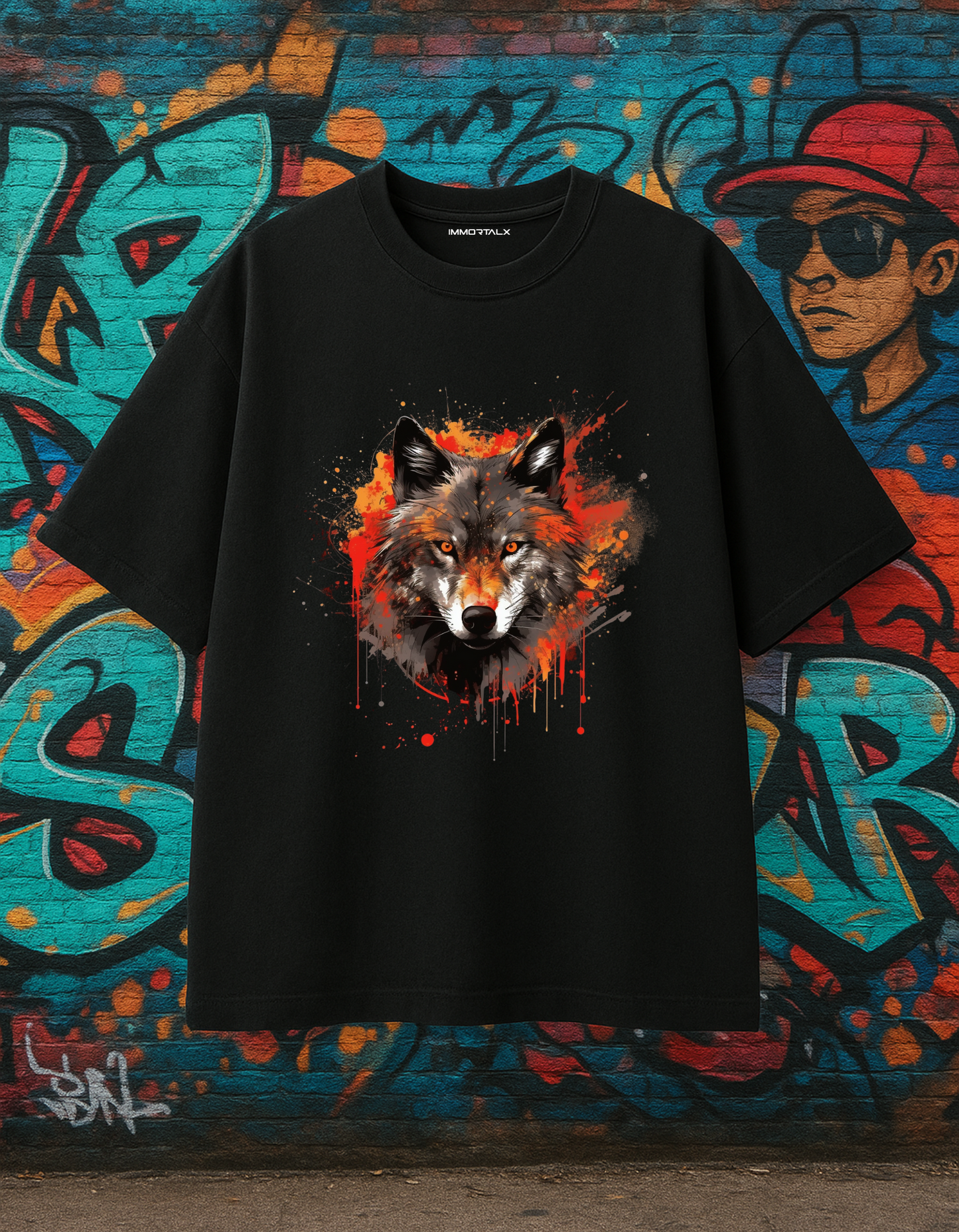 Inferno Wolf Oversized Men’s T-Shirt
